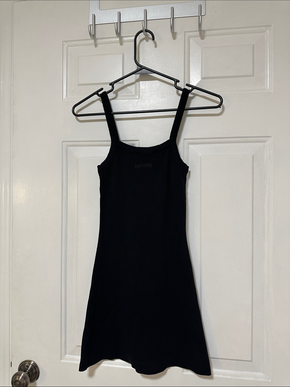 Djerf Avenue Black Ribbed Tank Mini Dress